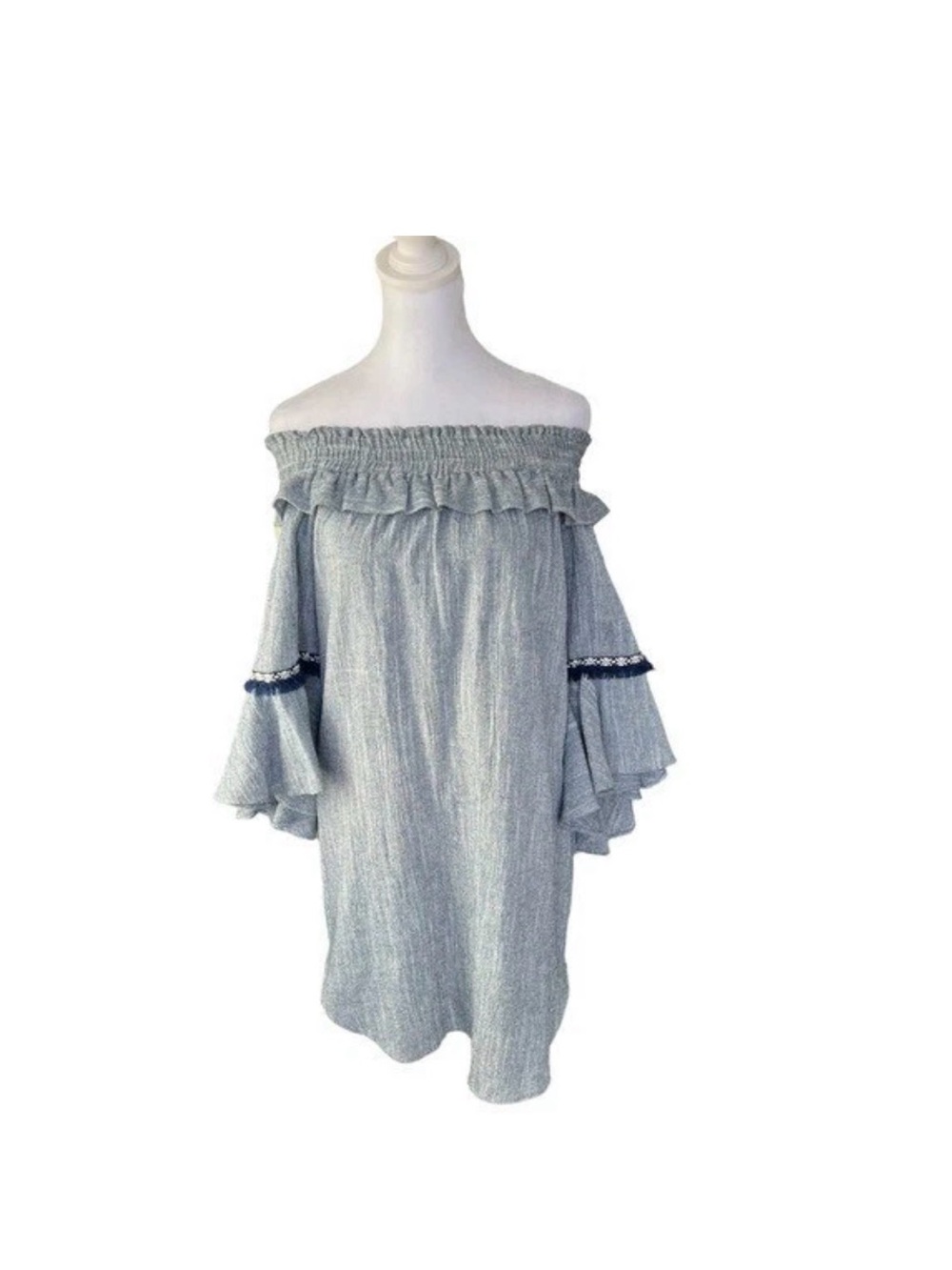 Catherine Malandrino Boho Mini Dress Off-the-Shoulder 100% Cotton size XL‎